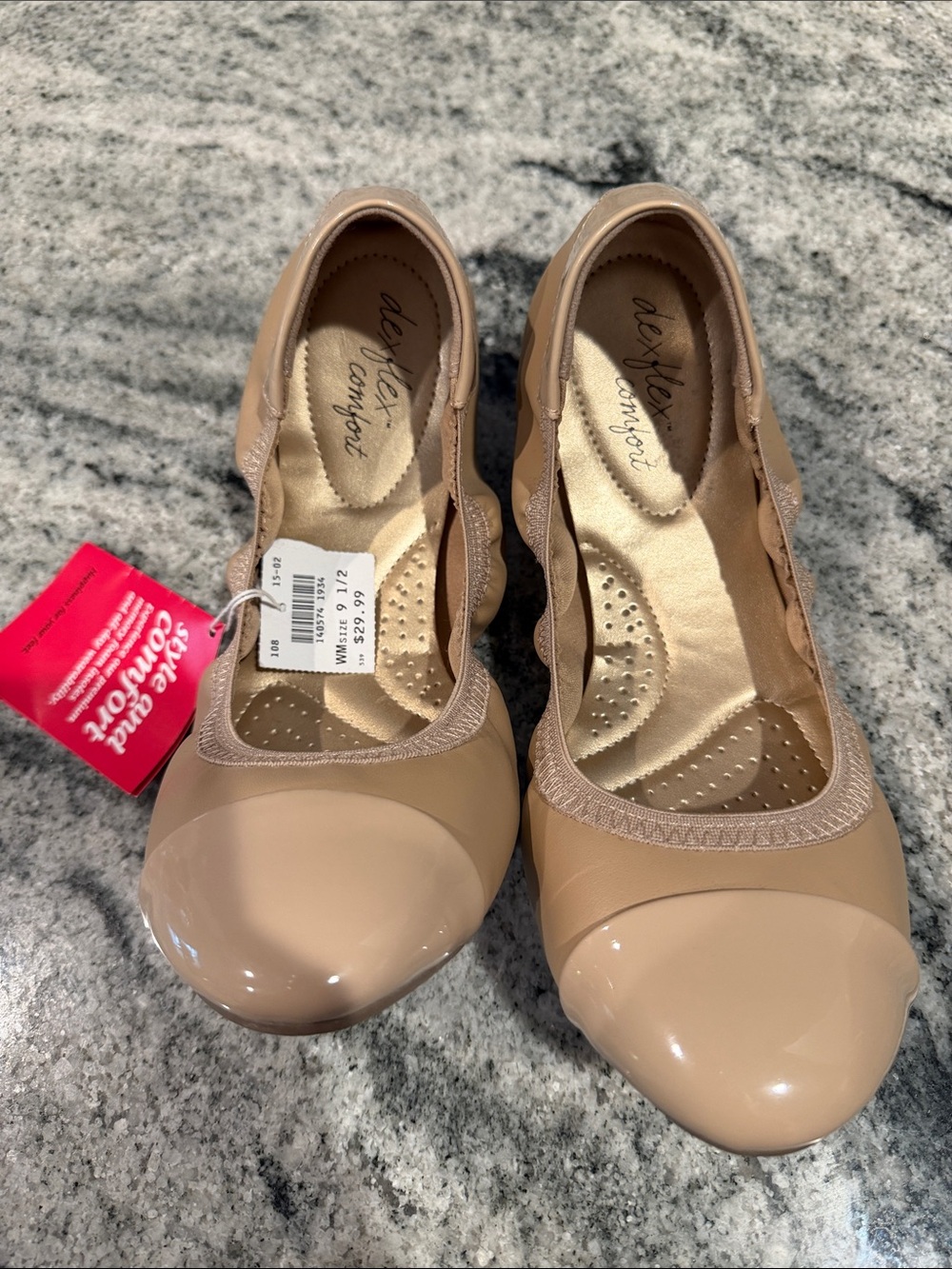Payless dexflex Nude/Tan Ballet Flats with Glossy Toe